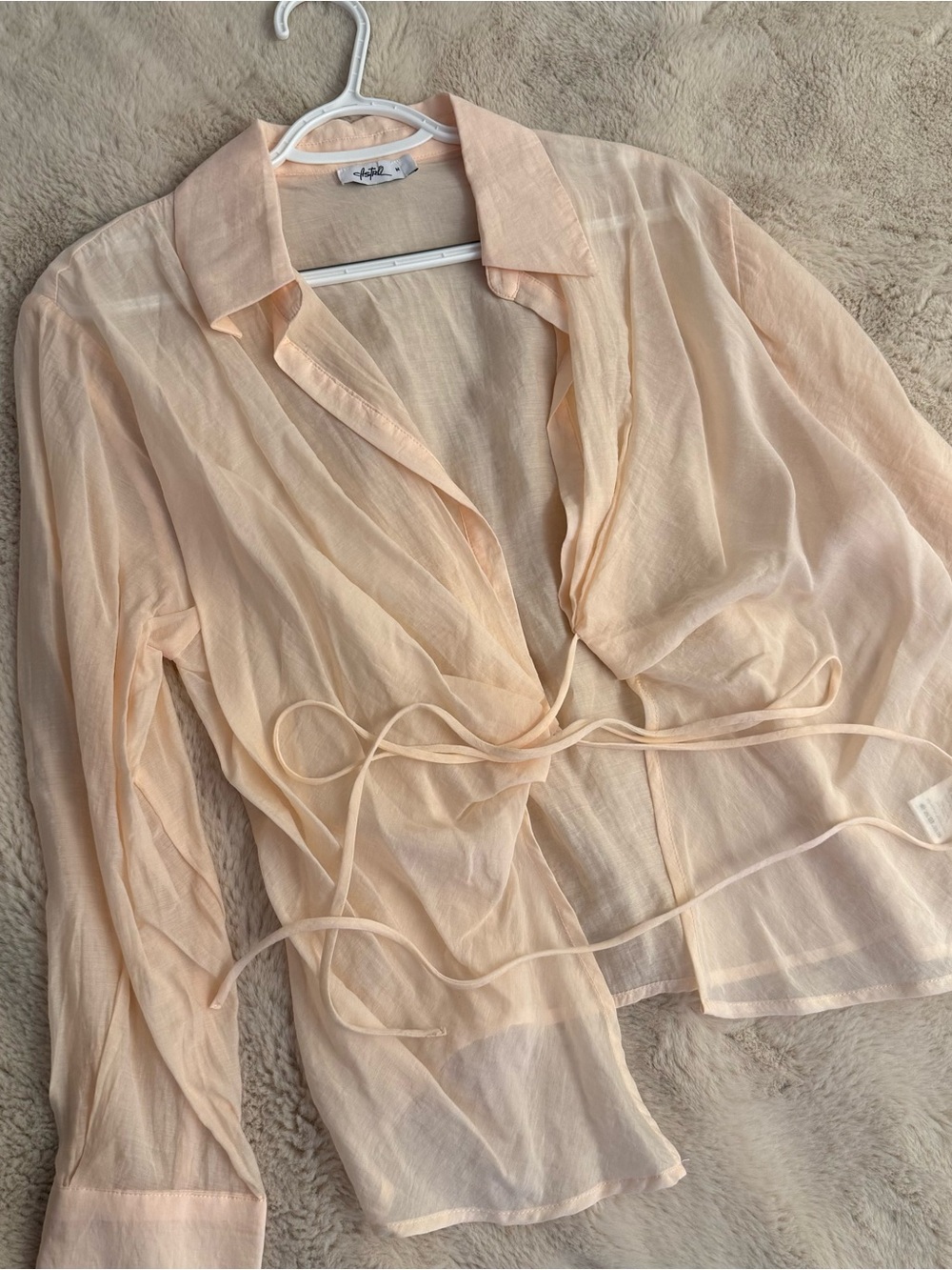 Castro Sheer Tie-Front Blouse - Peach